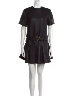 Louis Vuitton Black Wool Blend Belted Mini Dress Size 38 for rent on The Volte - image 1
