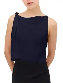 Bianca Spender Navy Satin Crepe Roma Top Navy Size 10 for rent on The Volte - image 1