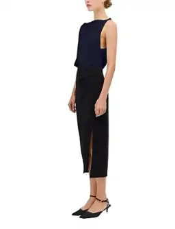 Bianca Spender Navy Satin Crepe Roma Top Navy Size 10 for rent on The Volte - image 3