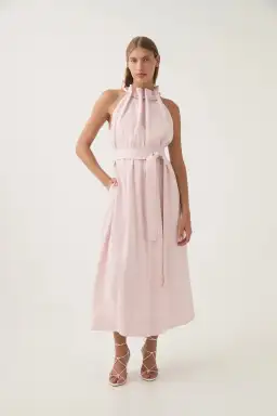 Aje Mariel Trapeze Midi Dress Pink Size AU 16
