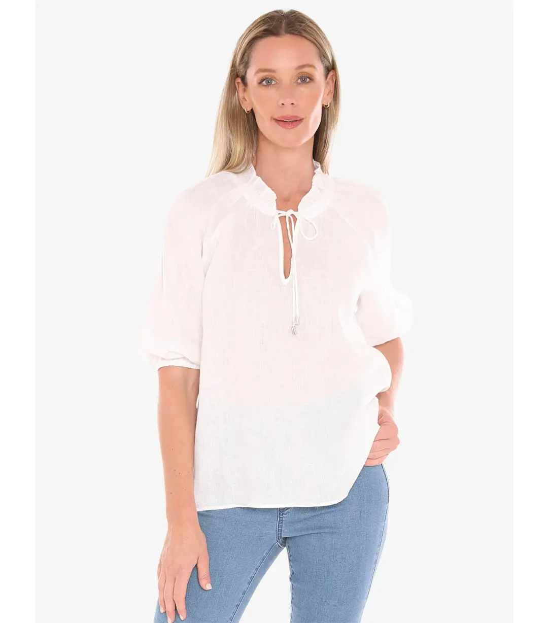 Jump Ruffle Neck Top White Size AU 16 for rent on The Volte - main image