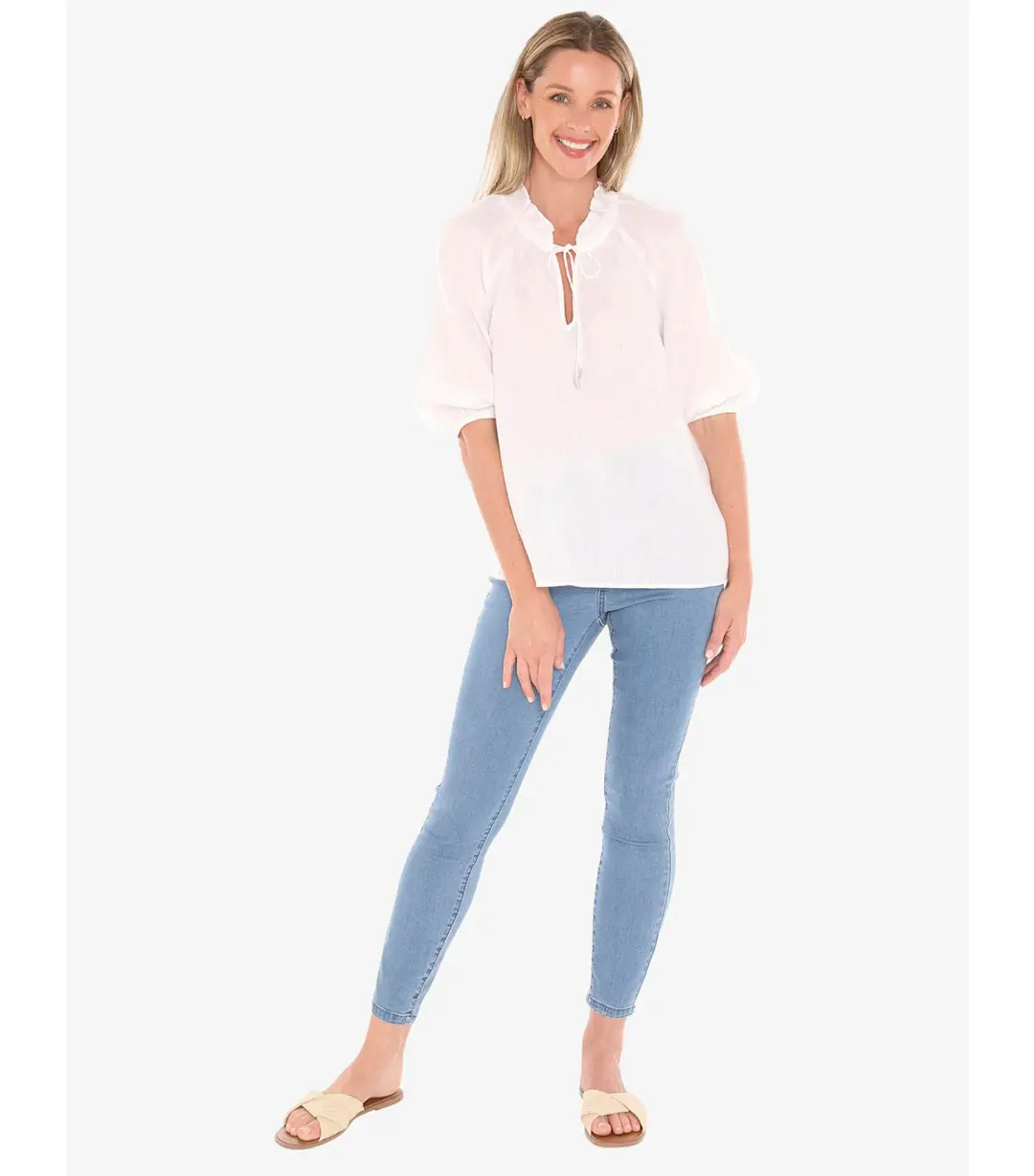 Jump Ruffle Neck Top White Size AU 16 for rent on The Volte - main image