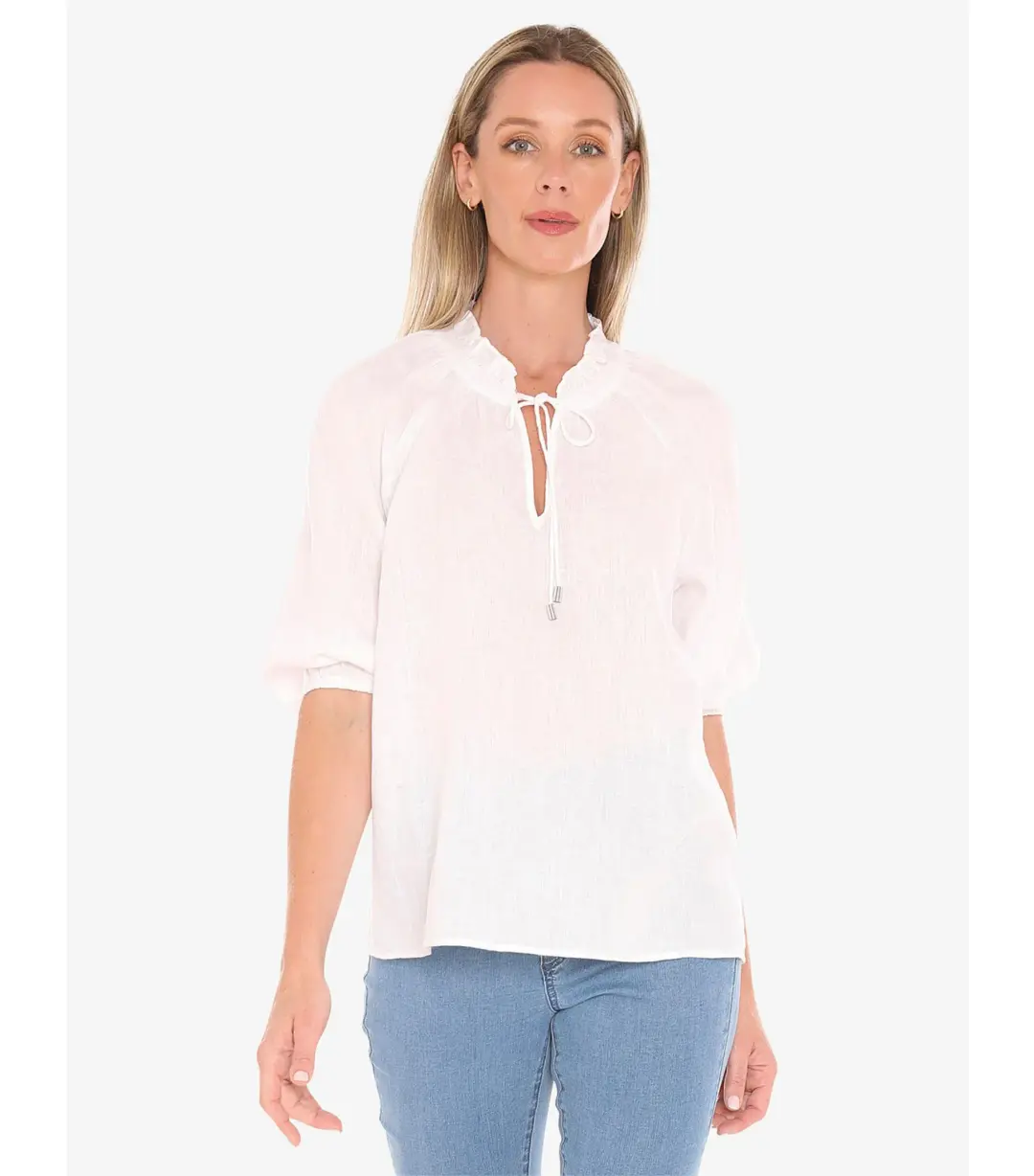 Jump Ruffle Neck Top White Size AU 16 for rent on The Volte - main image