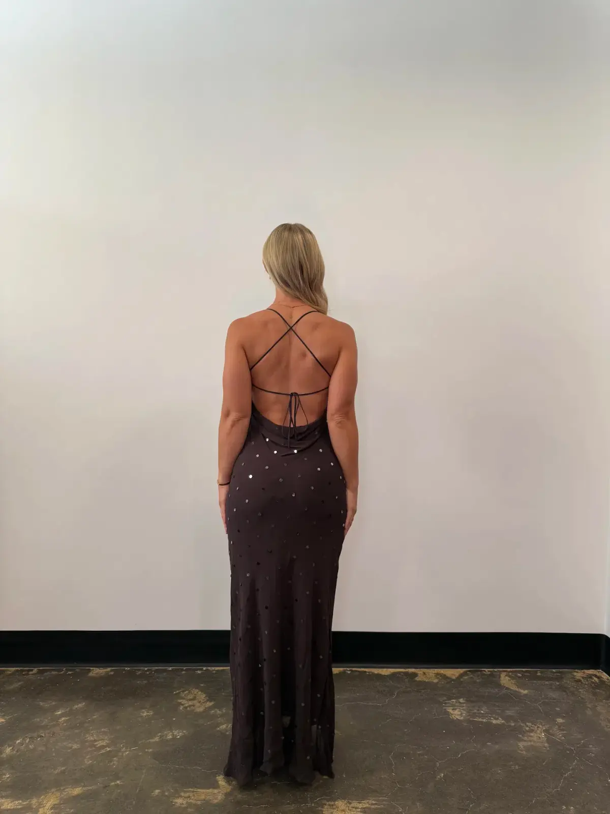 Bec & Bridge Arielle Sequin Maxi Dress Dark Chocolate Size AU 10  - Image 2