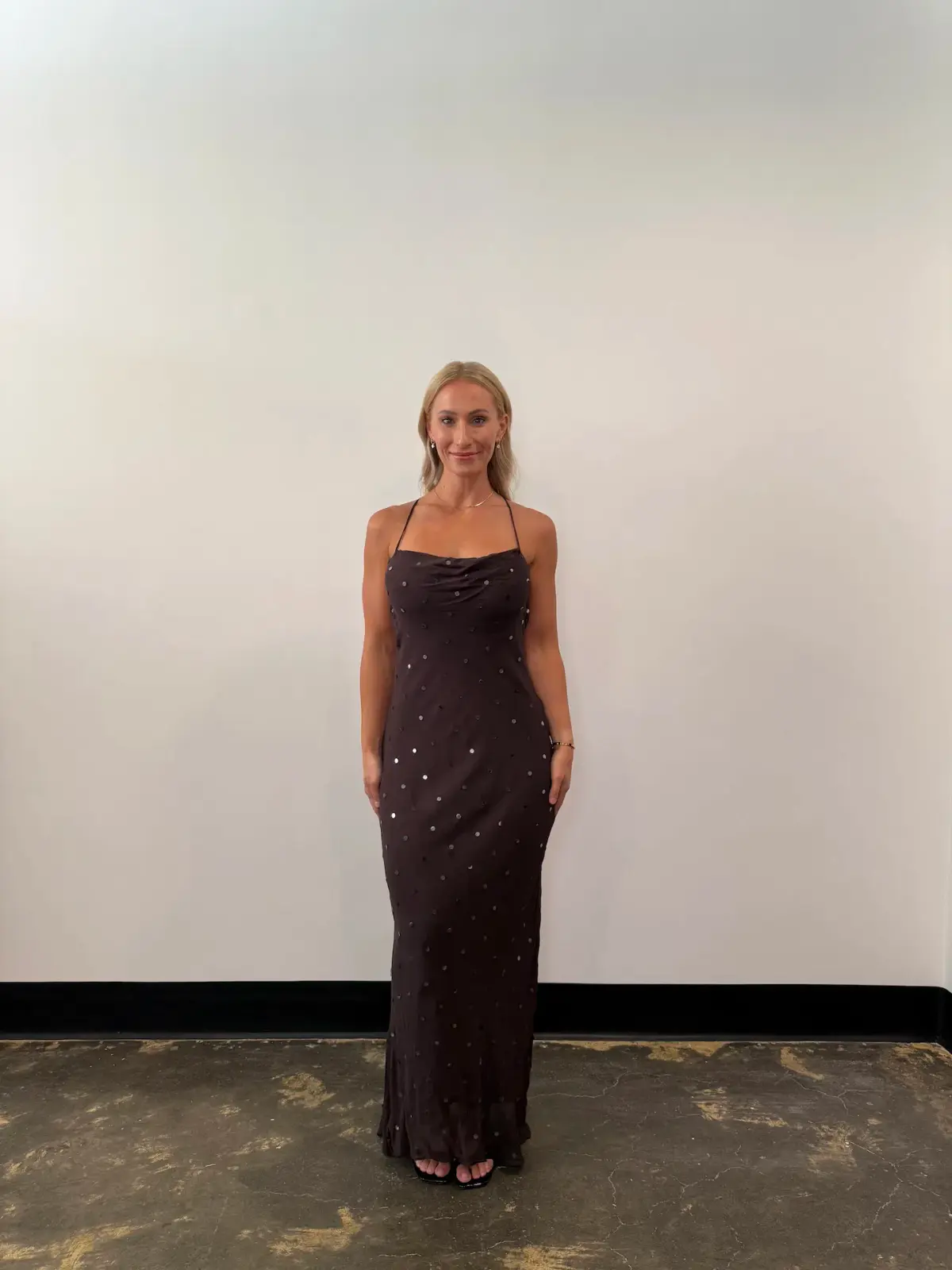 Bec & Bridge Arielle Sequin Maxi Dress Dark Chocolate Size AU 10  - Image 1