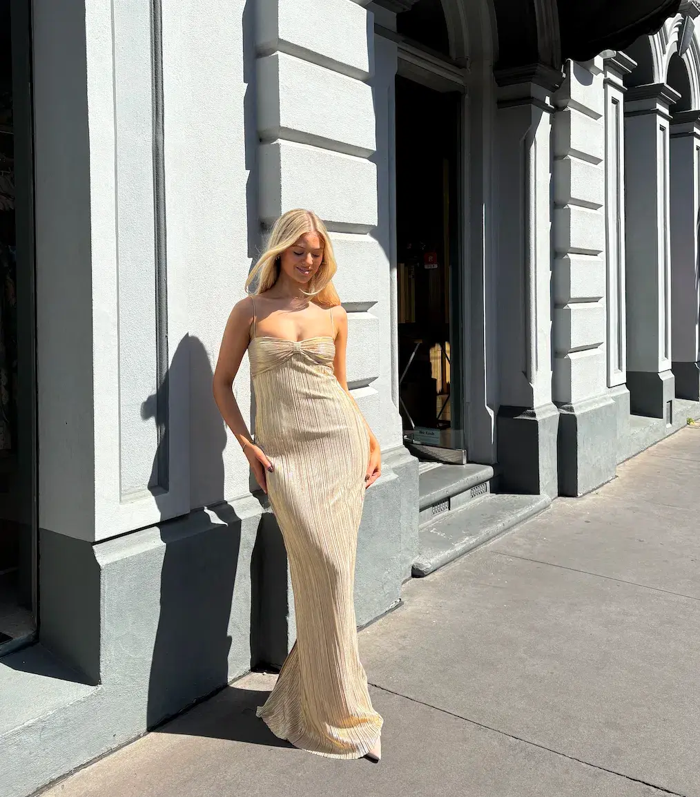 Lovers + Friends May Maxi Gown Gold Size AU 6 for rent on The Volte - main image