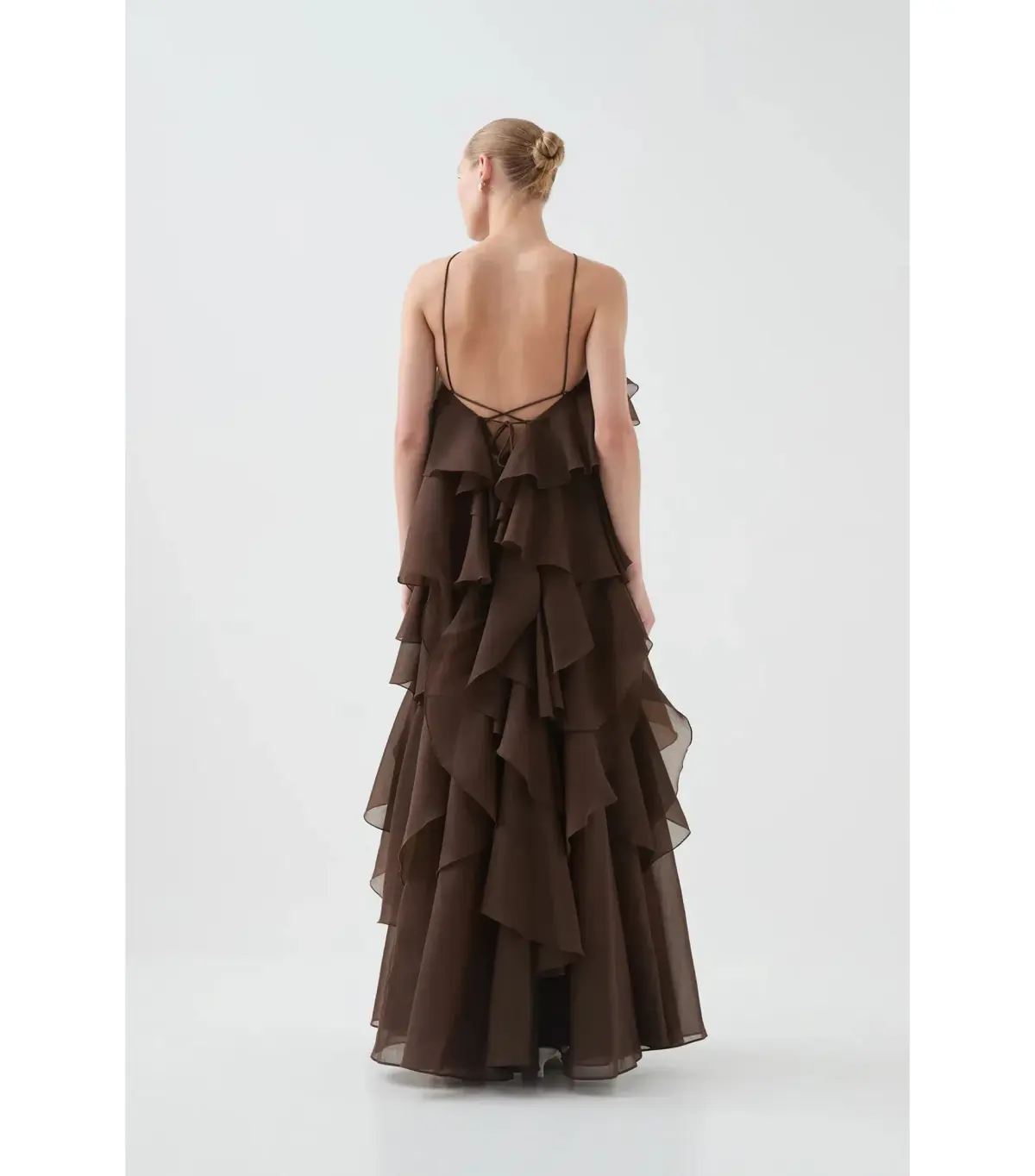 Aje Pandorea Layered Maxi Dress Carob Chocolate Brown Size AU 16 - Image 2