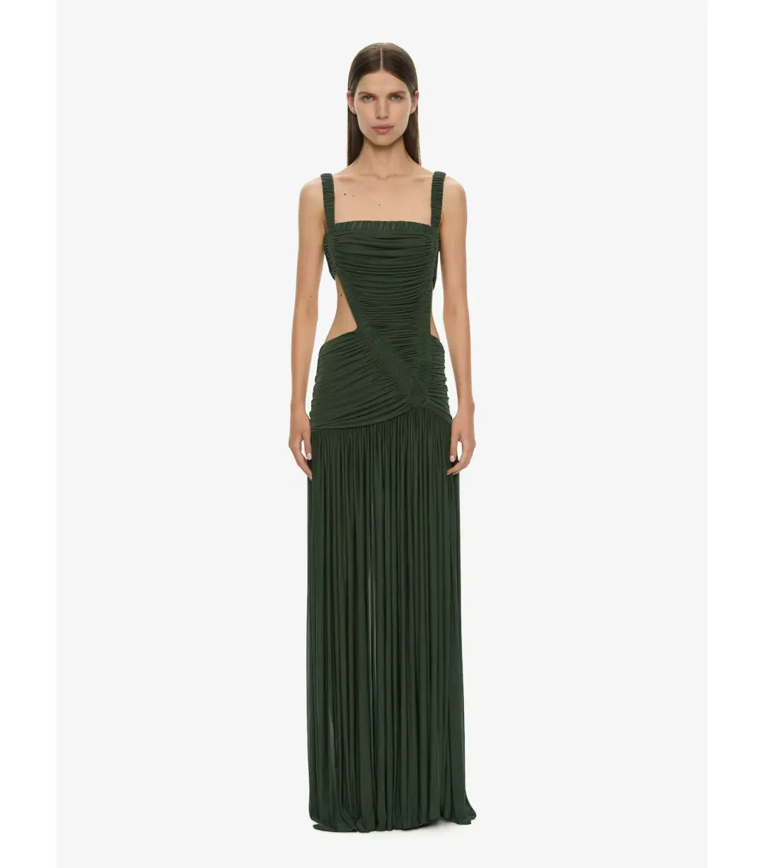Christopher Esber Orion Separation Maxi Gown Bottle Green Size AU 6 for rent on The Volte - main image