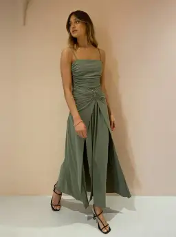 Bec and Bridge Vixen Maxi Dress in Olive Size 12