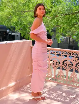 Issy One Shoulder Midi Dress In Candy Pink Size 10 for rent on The Volte - image 4