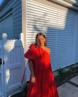 Oroton One Shoulder Bow Dress Red Size 8 for rent on The Volte - image 4