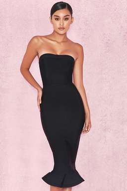 House of CB Fabrizia Midi Dress Black Size 6