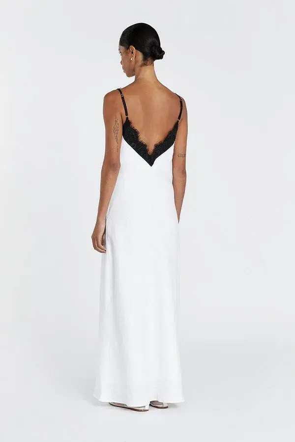 DISSH Hazel White Lace Linen Midi Dress for rent on The Volte - main image