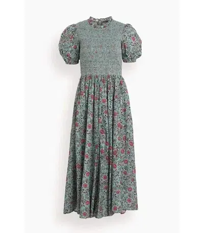 Alemais Frances Midi Dress Blue Pink Floral Size 8 for rent on The Volte - main image