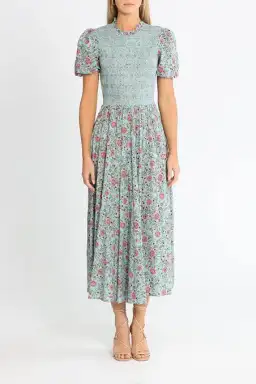 Alemais Frances Midi Dress Blue Pink Floral Size 8 for rent on The Volte - image 1