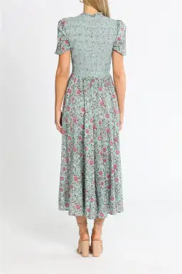 Alemais Frances Midi Dress Blue Pink Floral Size 8 for rent on The Volte - image 3