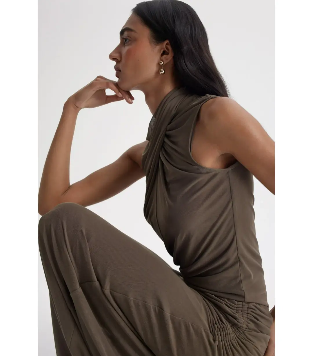 Scanlan Mesh Turban Sleeveless Top and Draped Skirt Jungle Size AU 10 for rent on The Volte - main image