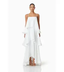 Elliatt Tilly Tiered Maxi Dress White Size AU 8 for rent on The Volte - image 1