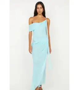 Bec & Bridge Danka Asym Dress Turquoise Size AU 12