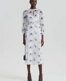 Scanlan Theodore Silk Georgette White Ink Dress Size 8 for rent on The Volte - image 1