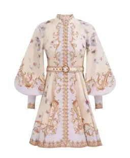 Zimmermann The Hypnotic Buttoned Mini Dress in Blue Flora