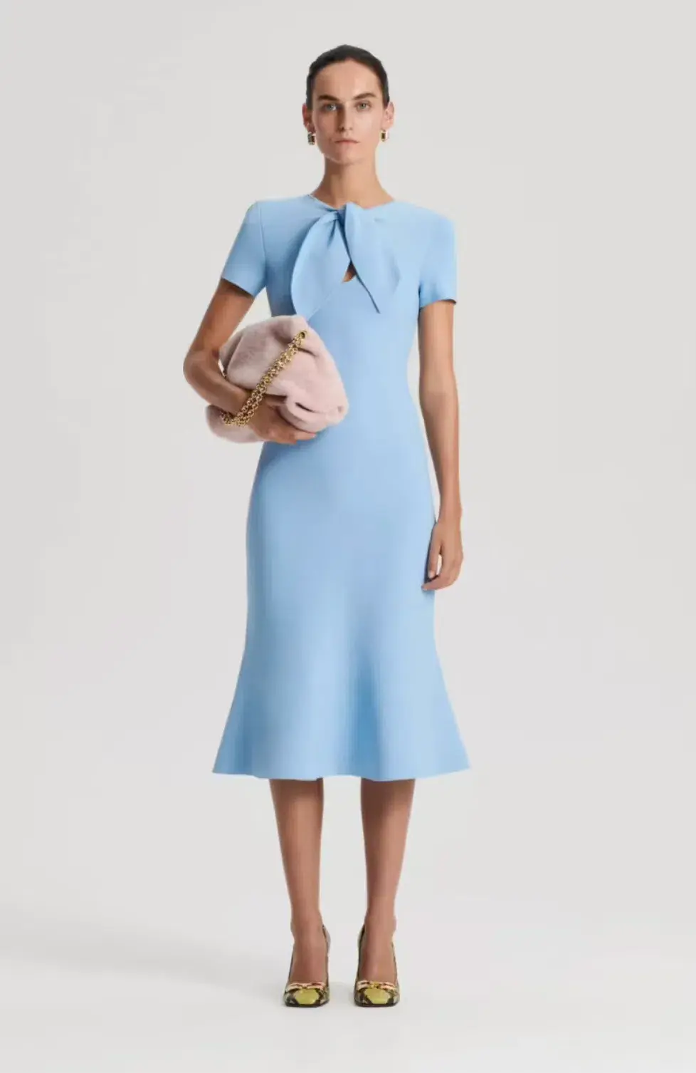 Scanlan Theodore Crepe Knit Cravat Dress in Riviera Size S / AU 8 for rent on The Volte - main image