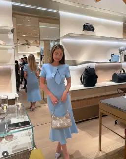 Scanlan Theodore Crepe Knit Cravat Dress in Riviera Size S / AU 8 for rent on The Volte - image 4