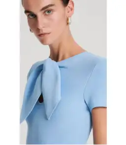 Scanlan Theodore Crepe Knit Cravat Dress in Riviera Size S / AU 8 for rent on The Volte - image 2