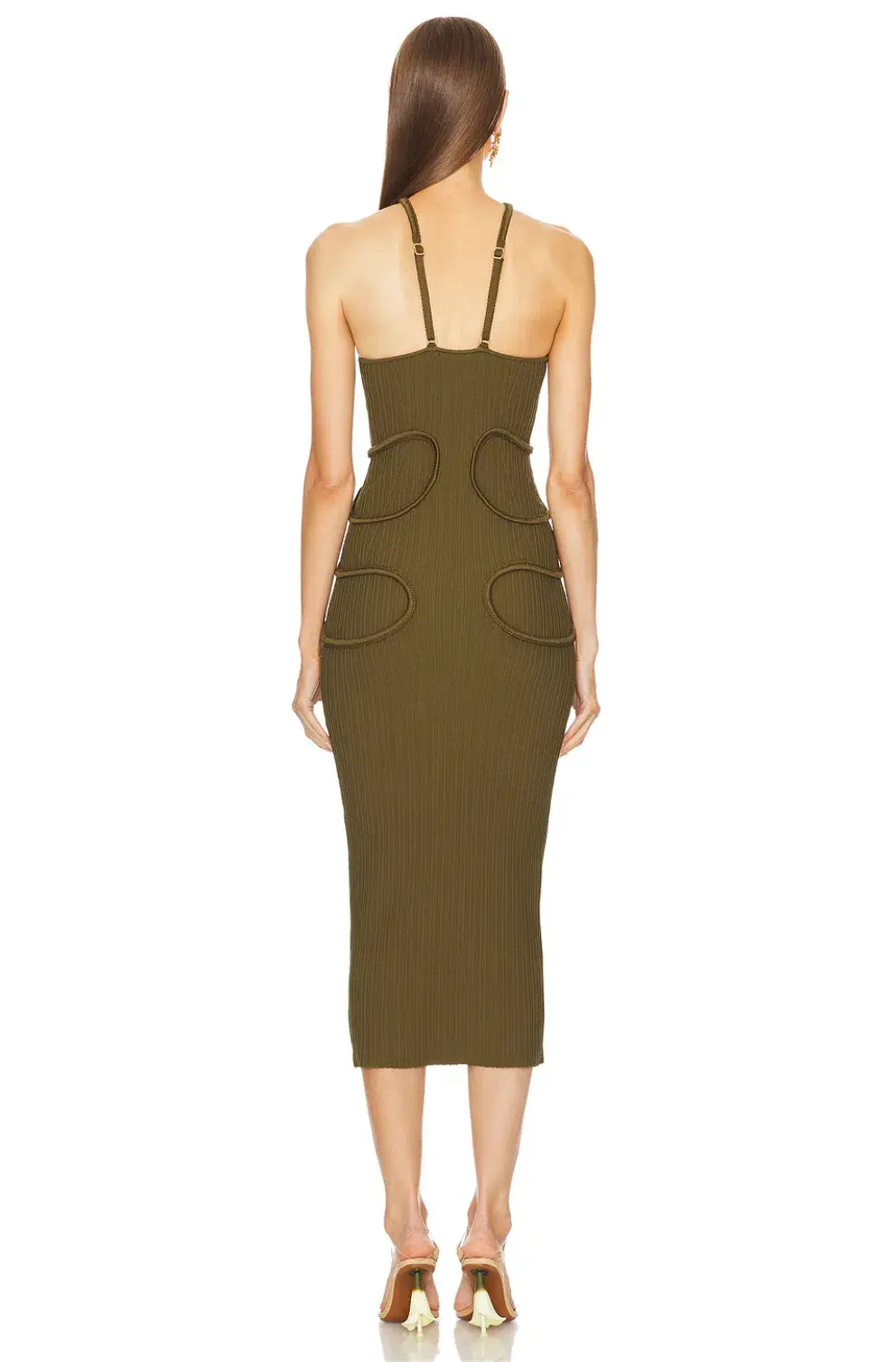 Cult Gaia Avery Knit Dress Khaki Size 8 for rent on The Volte - main image
