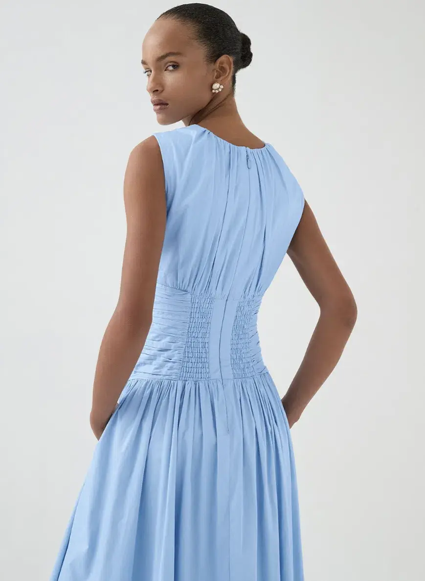 Aje Agatha Knot Midi Dress Powder Blue Size AU 12 for rent on The Volte - main image