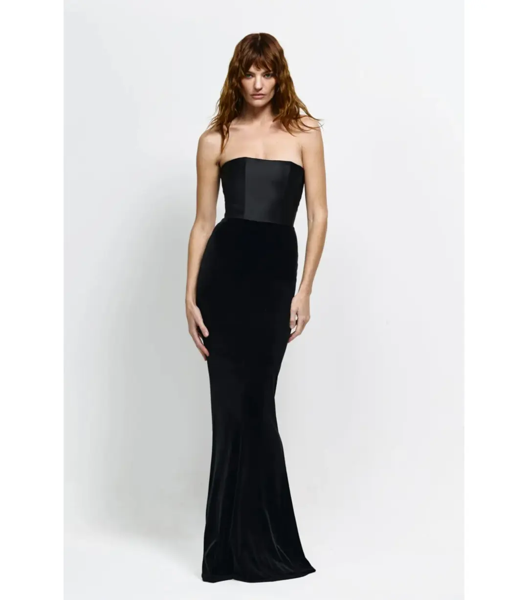Effie Kats Lakely Maxi Gown in Black Velvet Size AU 8 for rent on The Volte - main image