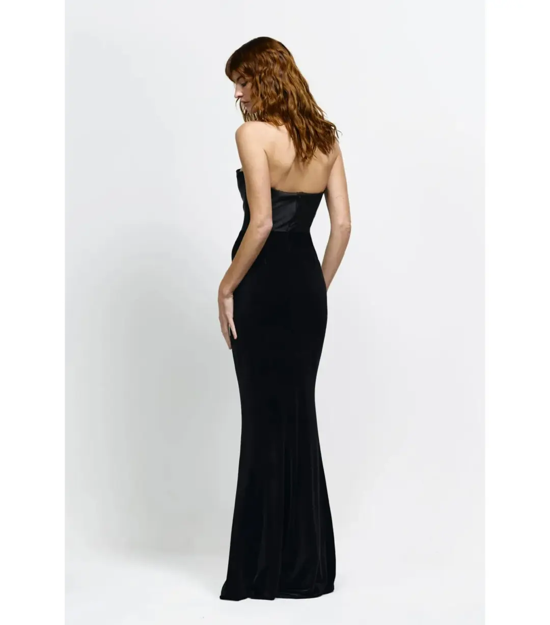 Effie Kats Lakely Maxi Gown in Black Velvet Size AU 8 for rent on The Volte - main image