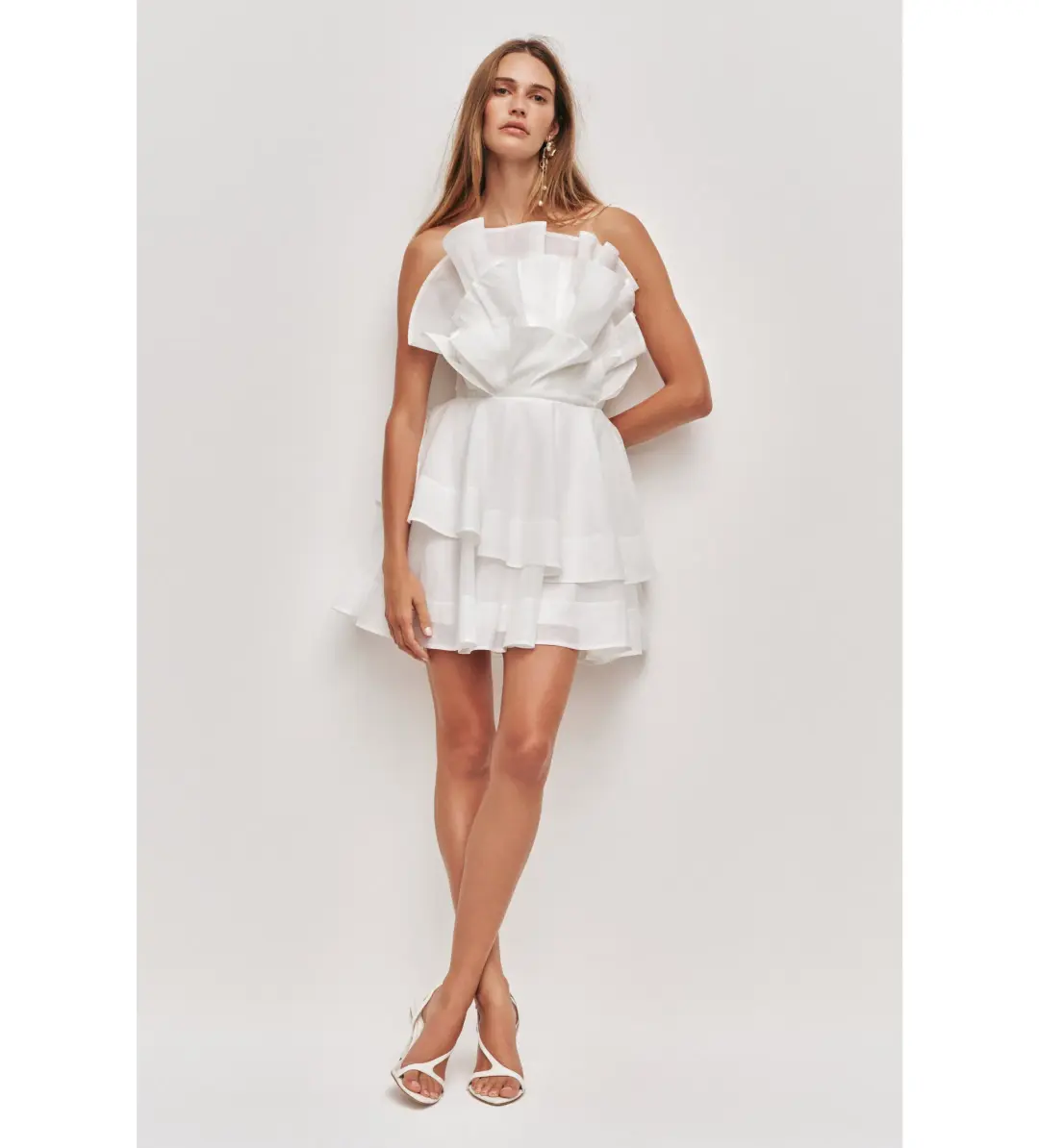 Aje Selestia Mini Dress Ivory Size 6 for rent on The Volte - main image