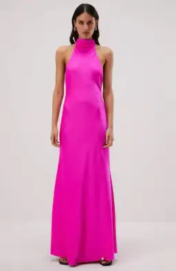 Misha Collection Evianna Satin Dress Hot Pink Size 8/S