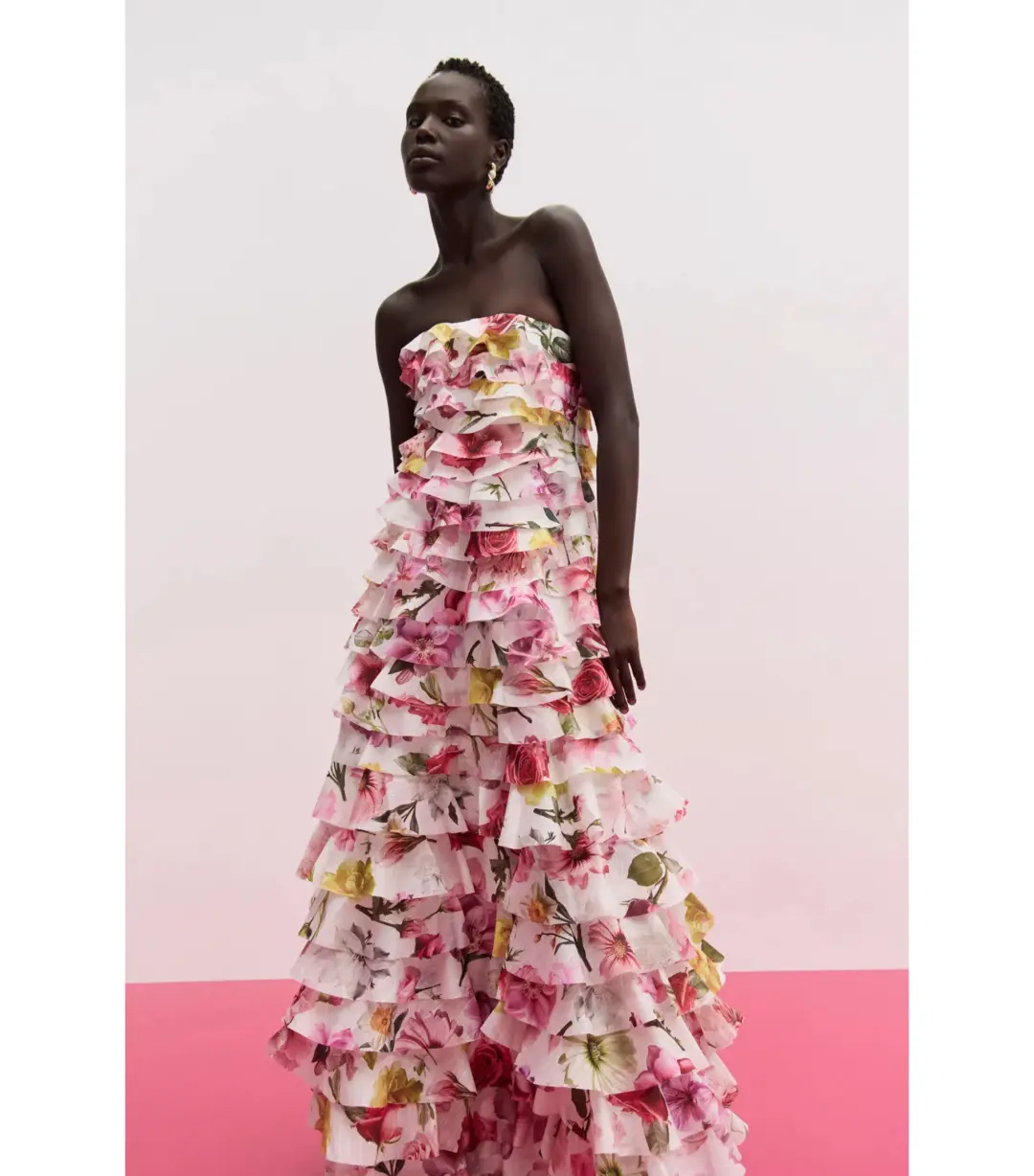 Aje Fleur Pleated Maxi Gown in Collage Floral Size AU 4 for rent on The Volte - main image