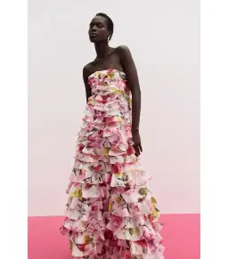 Aje Fleur Pleated Maxi Gown in Collage Floral Size AU 4 for rent on The Volte - image 4