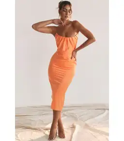 House Of CB Alora Strapless Corset Midi Dress Tangerine Size S / AU 8 for rent on The Volte - image 1