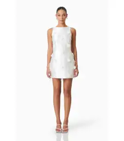 Elliat Lunaria Satin Mini Dress in White Size AU 10 for rent on The Volte - image 1
