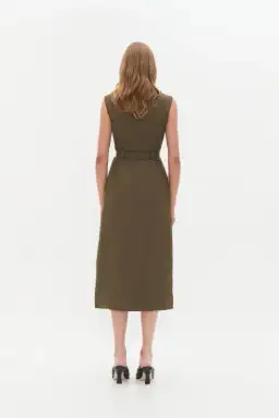 Aje Blake Utility Midi Dress Khaki Size AU 14 for rent on The Volte - image 5