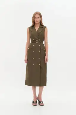 Aje Blake Utility Midi Dress Khaki Size AU 14 for rent on The Volte - image 1