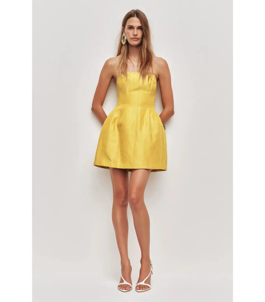 Aje Baret Strapless Mini Dress in Chartreuse Size AU 12 for rent on The Volte - main image