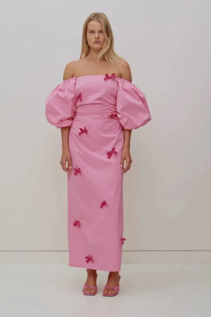 The Wolf Gang Amar Midi Dress Pink Size Medium / AU 10 for rent on The Volte - main image