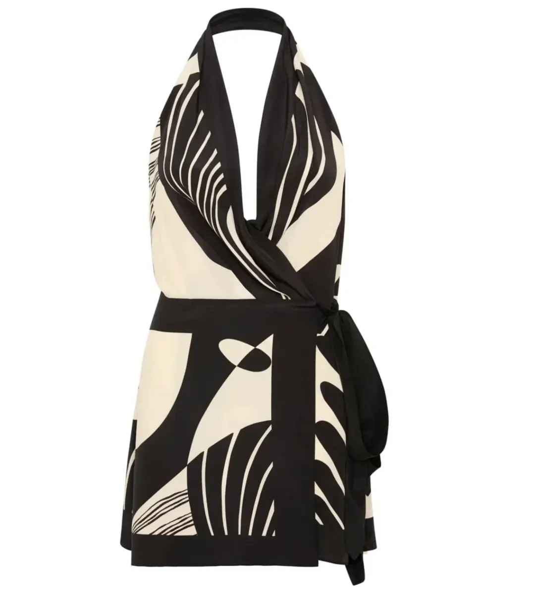 Sir The Label Realisme Wrap Halter Mini Dress Papier Print Size AU 8 for rent on The Volte - main image