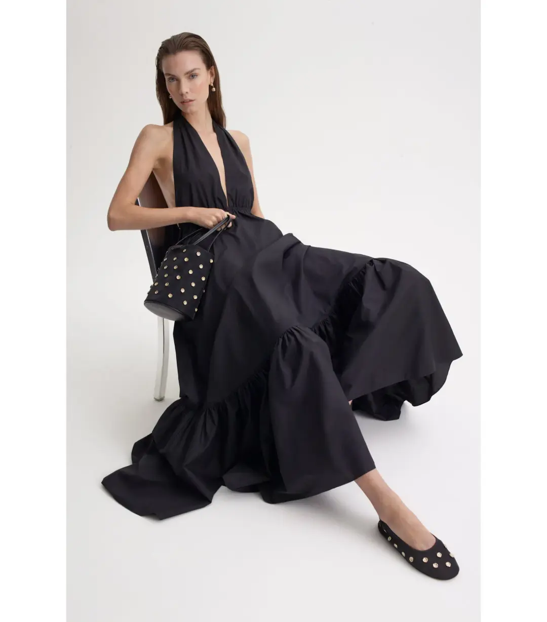 Scanlan Theodore Parachute Maxi Dress Black Size AU 6 for rent on The Volte - main image