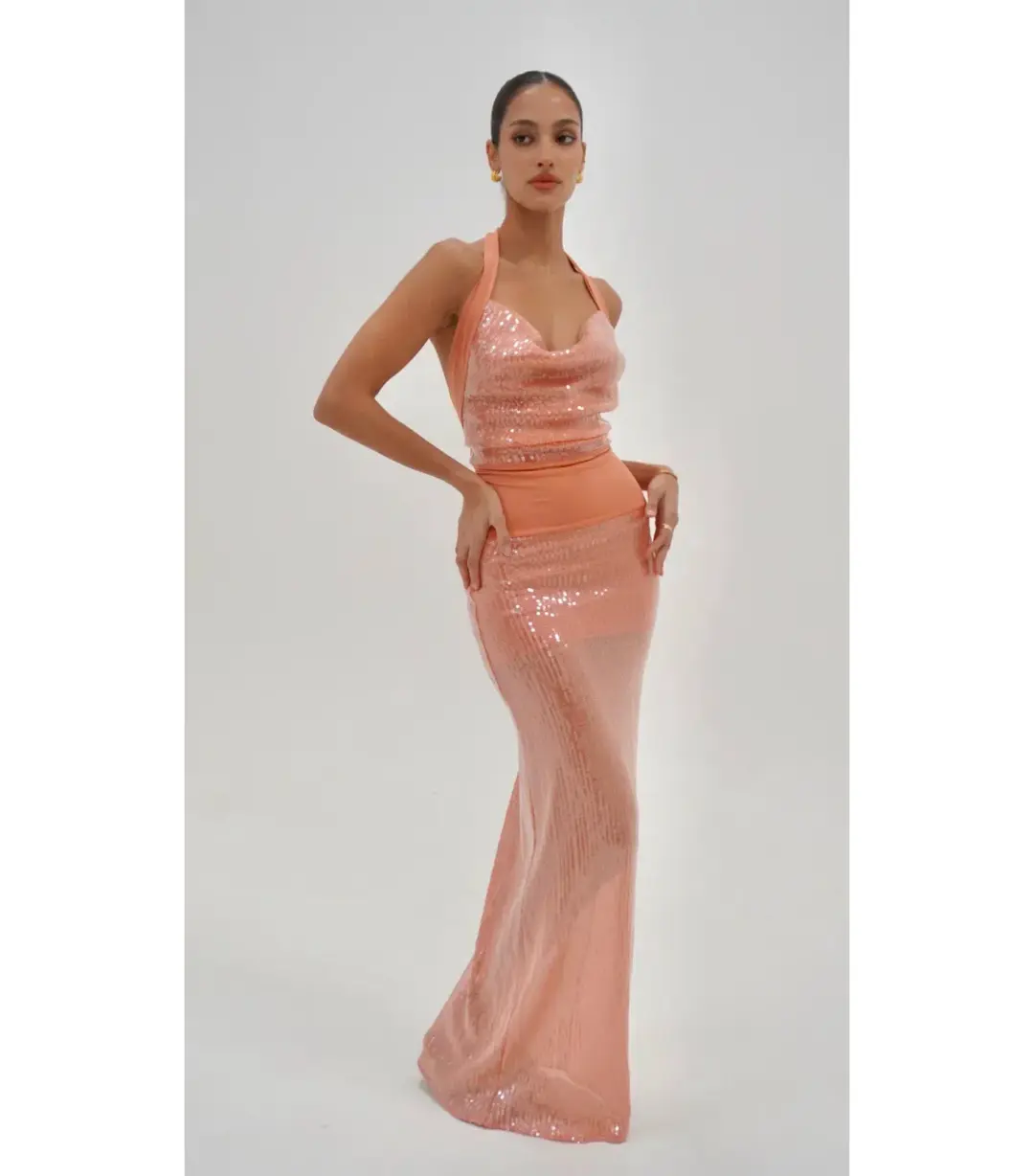 Deconduarte RTW Lilou Maxi Gown in Coral Size AU 8 for rent on The Volte - main image