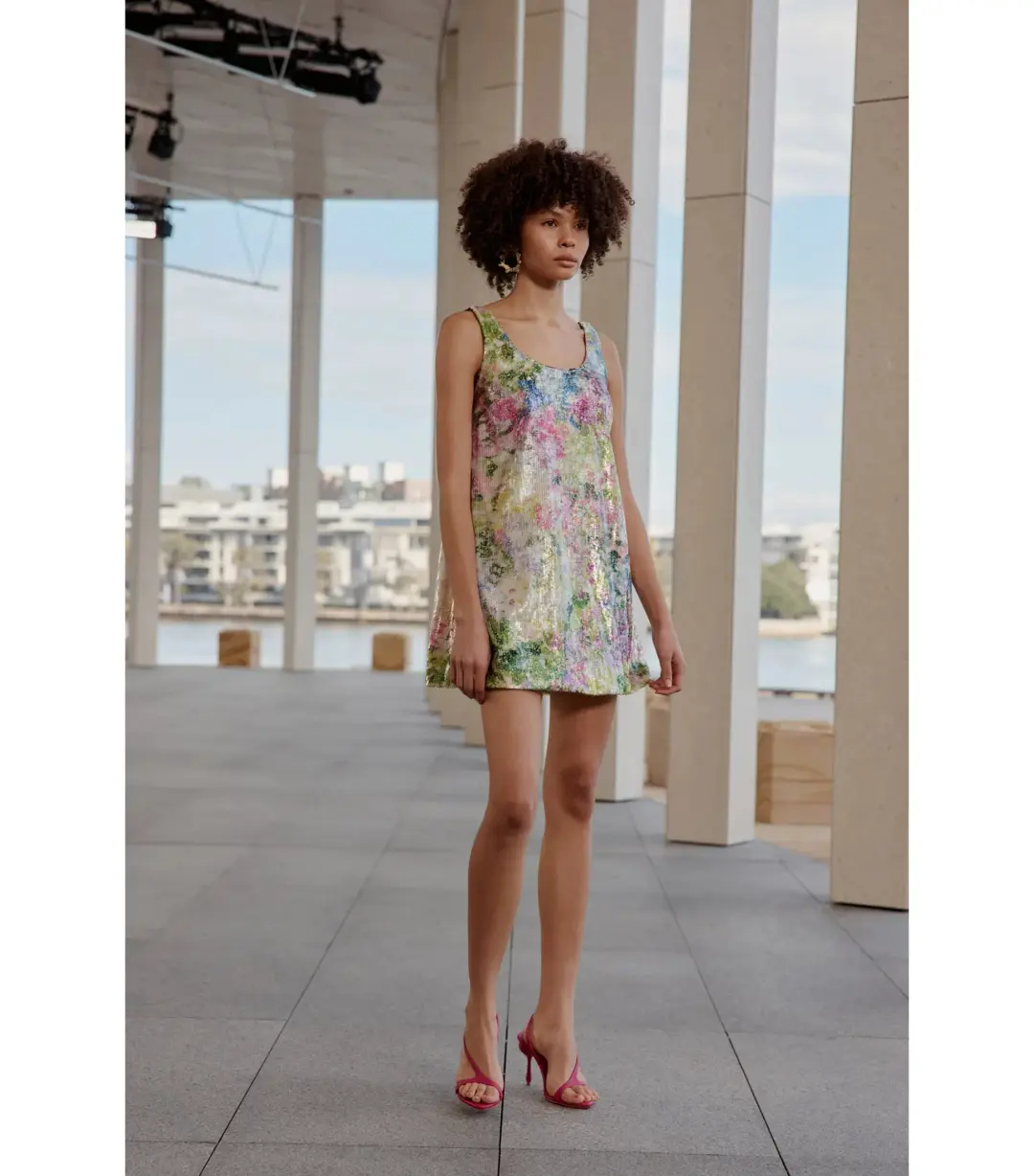 Aje Dahlia Mini Dress Lavandula Size AU 10 for rent on The Volte - main image