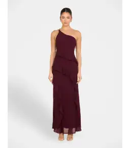 Pilgrim Dietrich One Shoulder Maxi Gown Burgundy Size AU 8 for rent on The Volte - image 1