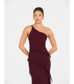 Pilgrim Dietrich One Shoulder Maxi Gown Burgundy Size AU 8 for rent on The Volte - image 3