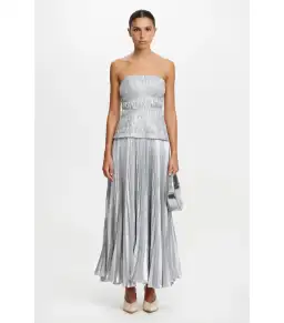 Acler Rockland Midi Dress in Dove Metallic Size AU 10 for rent on The Volte - image 1