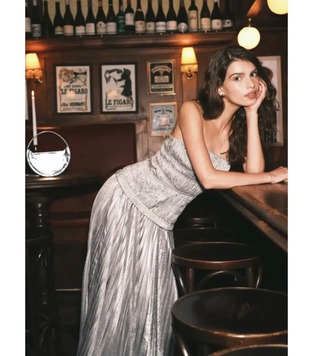 Acler Rockland Midi Dress in Dove Metallic Size AU 10 for rent on The Volte - main image